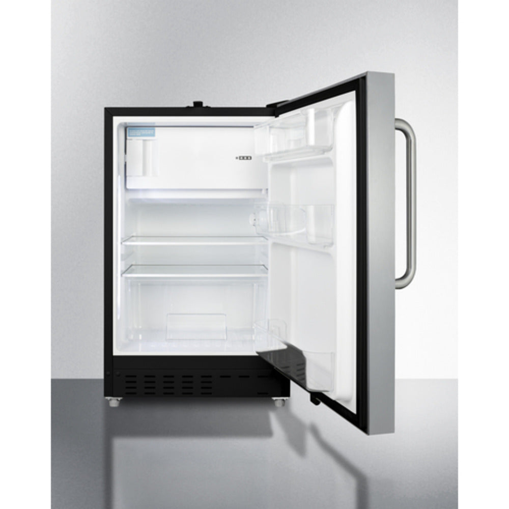 Summit Appliance ALRF49 Series 21" Stainless Steel Finish Built-In Refrigerator-Freezer with Towel Bar Handle