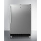 Summit Appliance ALRF49 Series 21" Stainless Steel/Black Finish Built-In Refrigerator-Freezer with Brushed Stainless Steel Handle