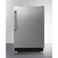 Summit Appliance ALRF49 Series 21" Stainless Steel/Black Finish Built-In Refrigerator-Freezer with Towel Bar Handle