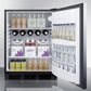 Summit Appliance AR5B Series 24" Stainless Steel/Black Finish Built-In All-Refrigerator with Brushed Stainless Steel Handle