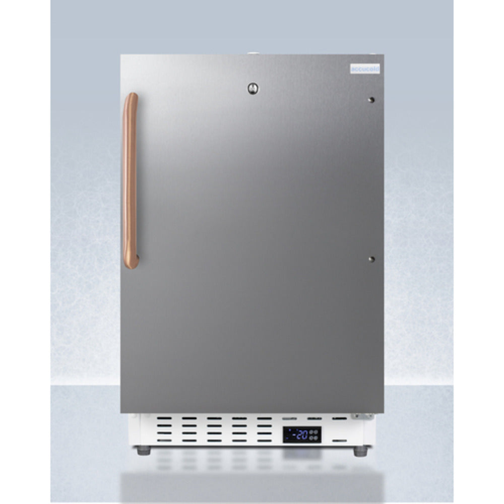 Summit Appliance Accucold 20" Stainless Steel & White Finish Built-In Vaccine All-Freezer with Copper Handle