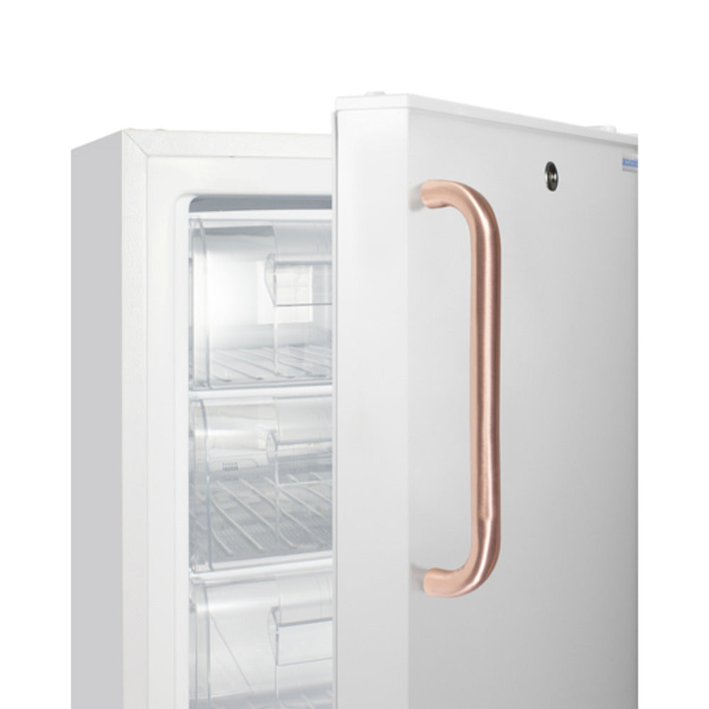 Summit Appliance Accucold 20" White Finish Built-In Vaccine All-Freezer with Copper Handle
