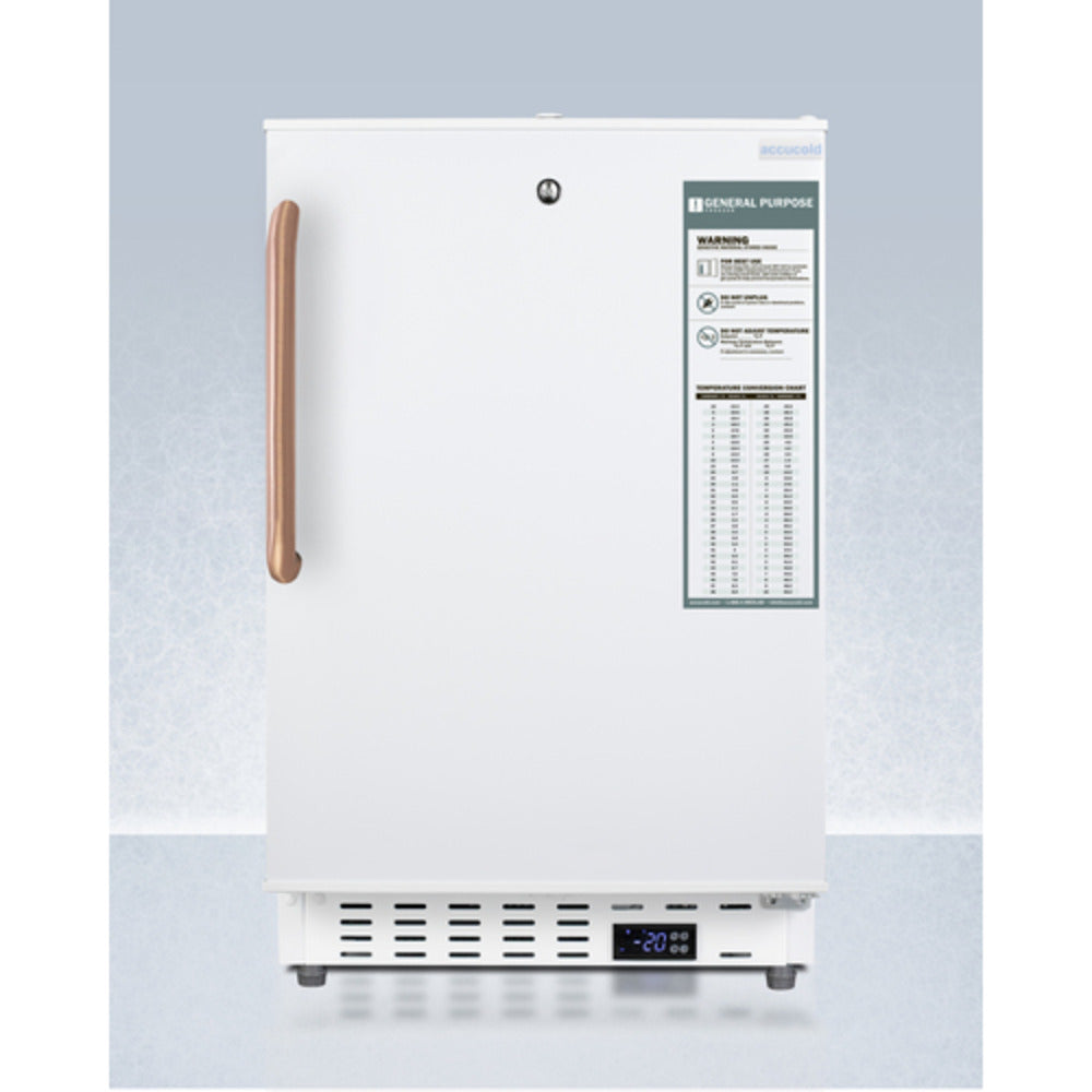 Summit Appliance Accucold 20" White Finish Built-In Vaccine All-Freezer with Copper Handle