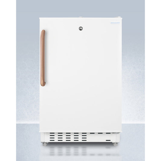 Summit Appliance Accucold 20" White Finish Built-in Refrigerator-Freezer with Copper Handle