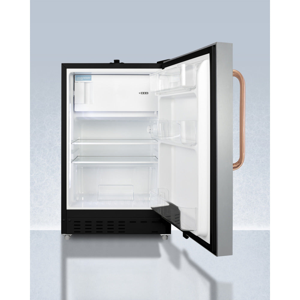 Summit Appliance Accucold 21" Stainless Steel & Black Finish Built-in Refrigerator-Freezer