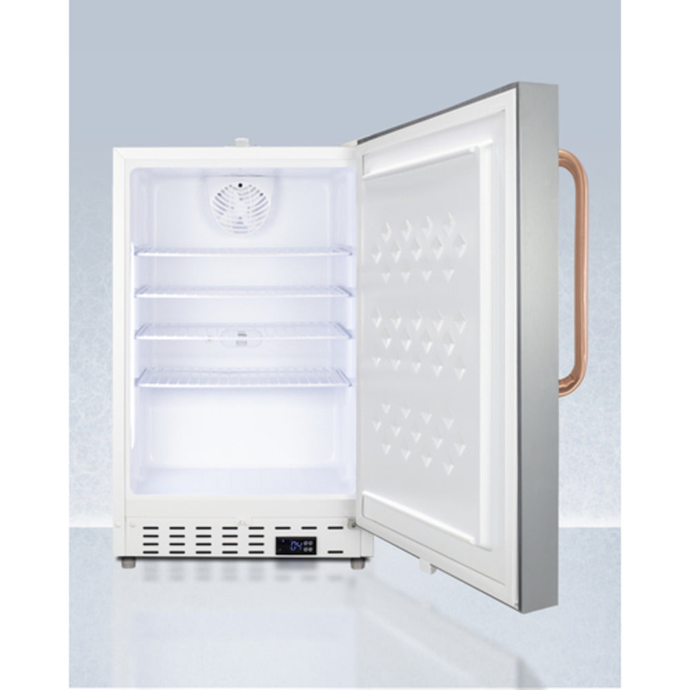 Summit Appliance Accucold 21" Stainless Steel & White Finish Built-In Healthcare All-Refrigerator with Copper Handle