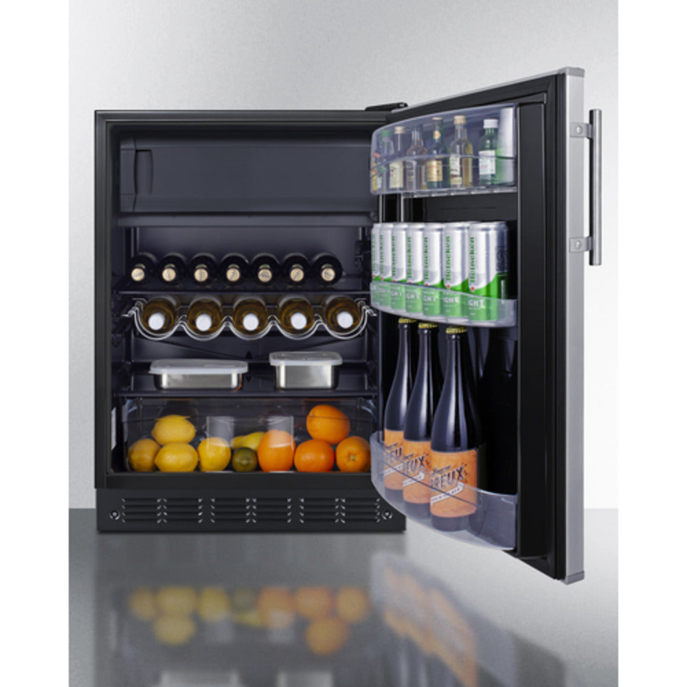 Summit Appliance CT66 Series 24" Stainless Steel/Black Finish Refrigerator-Freezer - ADA Compliant