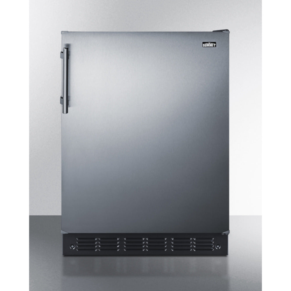 Summit Appliance CT66 Series 24" Stainless Steel/Black Finish Refrigerator-Freezer - ADA Compliant