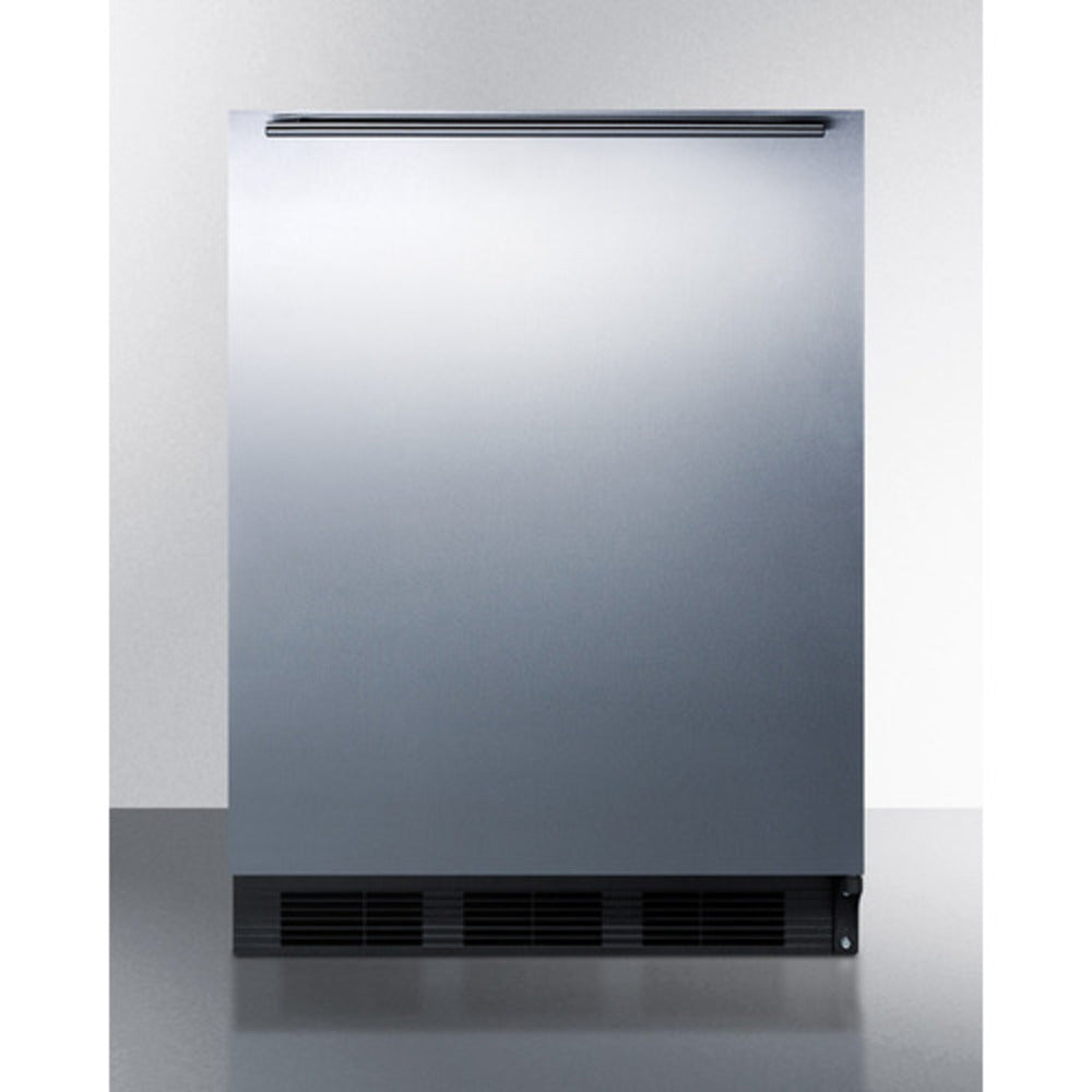 Summit Appliance CT663 Series 24" Stainless Steel/Black Finish Built-In Refrigerator-Freezer - ADA Compliant