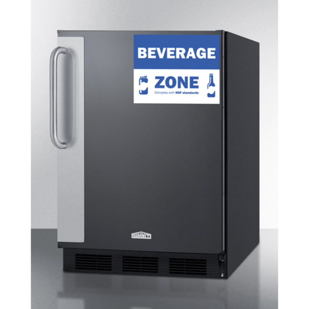 Summit Appliance FF6 Series 24" Black Finish All-Refrigerator Beverage Zone - ADA Height