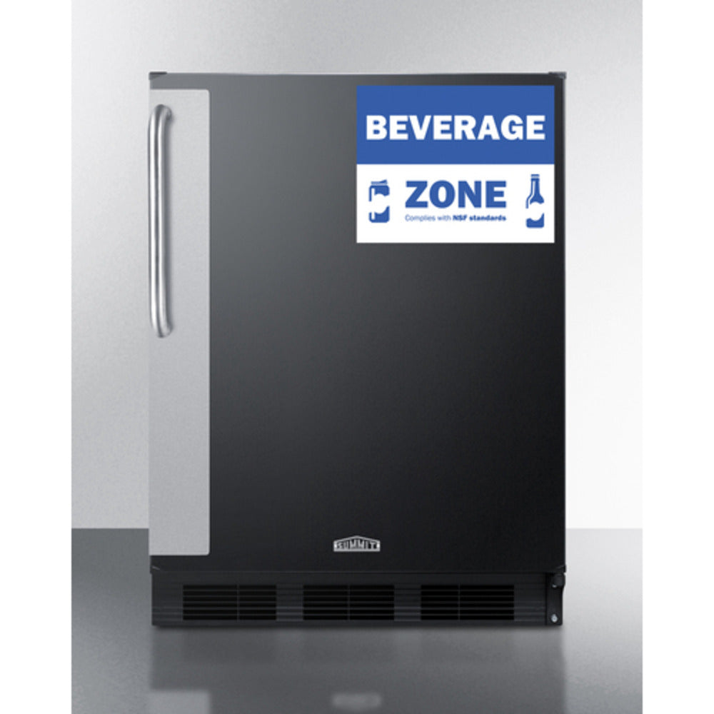 Summit Appliance FF6 Series 24" Black Finish All-Refrigerator Beverage Zone