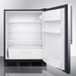 Summit Appliance FF6 Series 24" Stainless Steel/Black Finish Built-In All-Refrigerator with Right Bar Handle