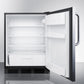 Summit Appliance FF6BI Series 24" Stainless Steel/Black Finish Built-In All-Refrigerator with Towel Bar Handle - ADA Compliant