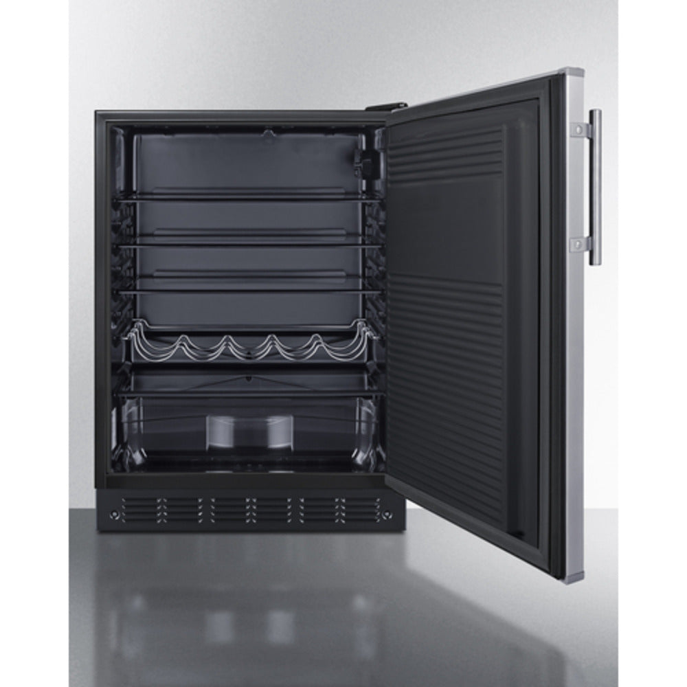 Summit Appliance FF7 Series 24" Stainless Steel/Black Finish Commercial All-Refrigerator - ADA Compliant