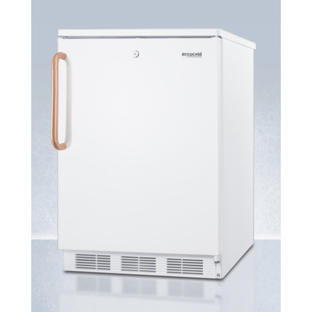Summit Appliance FF7 Series 24" White Finish All-Refrigerator with Antimicrobial Pure Copper Handle