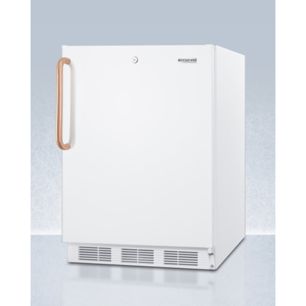 Summit Appliance FF7BI Series 24" White Finish Built-In All-Refrigerator with Antimicrobial Pure Copper Handle - ADA Compliant