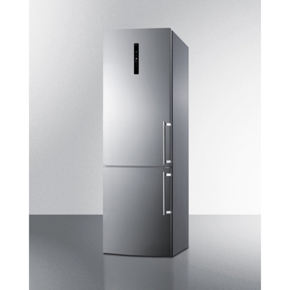 Summit Appliance FFBF24 Series 24" 11 cu.ft. Stainless Steel Finish Bottom Freezer Refrigerator with Left Door Handle