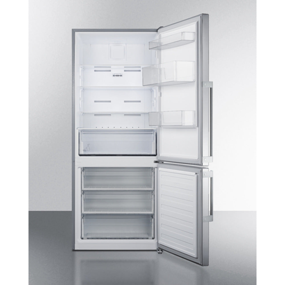 Summit Appliance FFBF28 Series 28" 14 cu.ft. Stainless Steel Finish Bottom Freezer Refrigerator