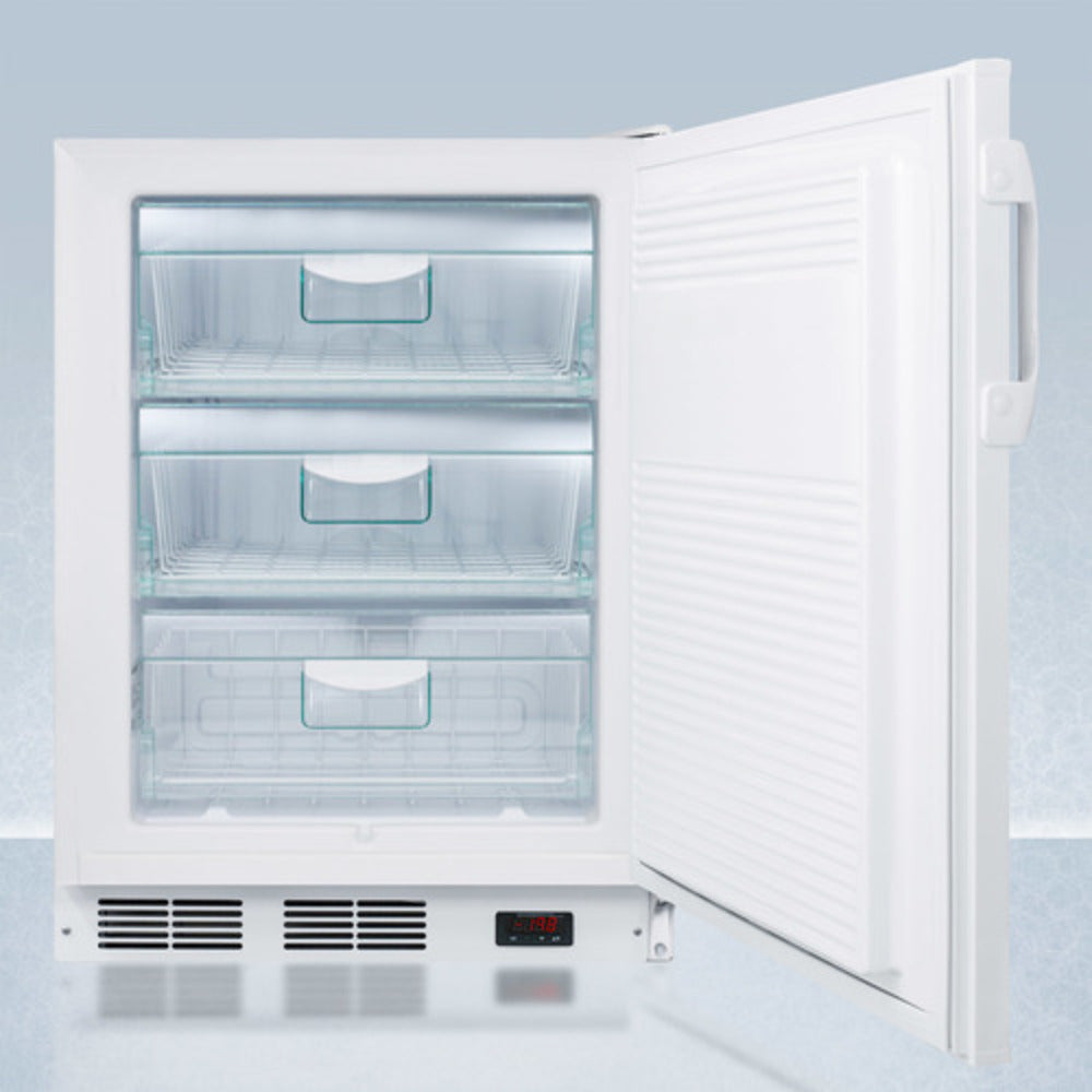 Summit Appliance PLUS2 Series 24" 3 cu.ft. White Finish Built-In All-Freezer with NIST Calibrated Temp Display - NSF-7 and ADA Compliant