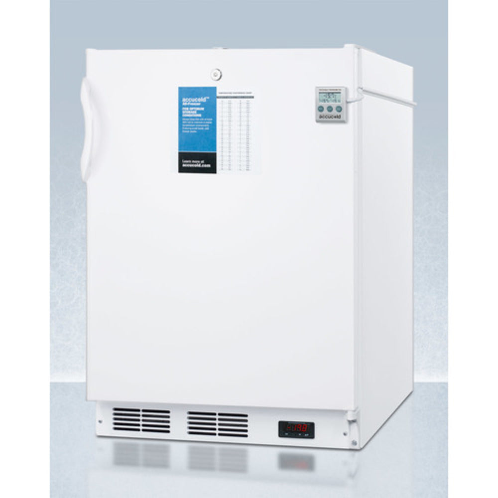 Summit Appliance PLUS2 Series 24" 3 cu.ft. White Finish Built-In All-Freezer with NIST Calibrated Temp Display - NSF-7 and ADA Compliant
