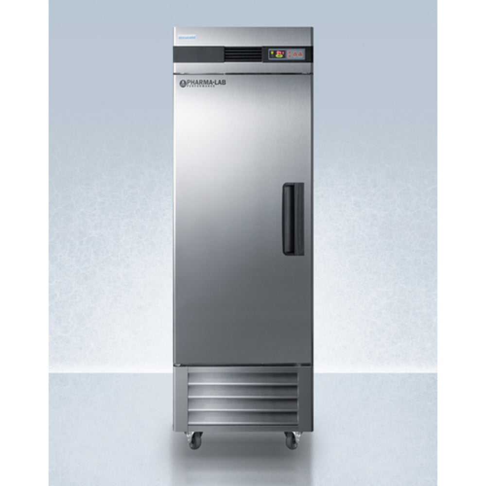 Summit Appliance Pharma-Lab Series 23 cu.ft. Stainless Steel Upright Pharmacy Refrigerator with Left Door Handle