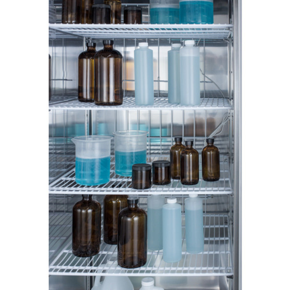 Summit Appliance Pharma-Lab Series 23 cu.ft. Stainless Steel Upright Pharmacy Refrigerator with Right Door Handle