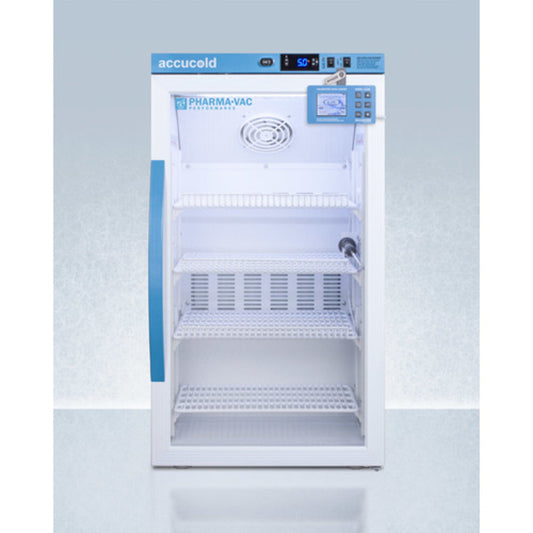 Summit Appliance Pharma-Vac Series 3 cu.ft. White Finish Glass Door Counter Height Vaccine Refrigerator with Digital Data Logger