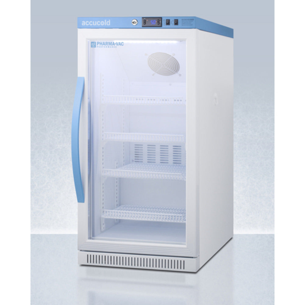 Summit Appliance Pharma-Vac Series 3 cu.ft. White Finish Glass Door Vaccine Refrigerator - NSF/ANSI 456