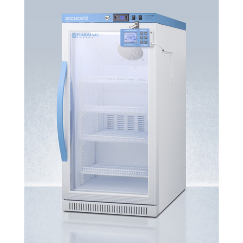 Summit Appliance Pharma-Vac Series 3 cu.ft. White Finish Glass Door Vaccine Refrigerator with Digital Data Logger
