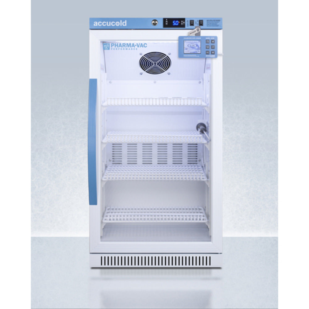 Summit Appliance Pharma-Vac Series 3 cu.ft. White Finish Glass Door Vaccine Refrigerator with Digital Data Logger