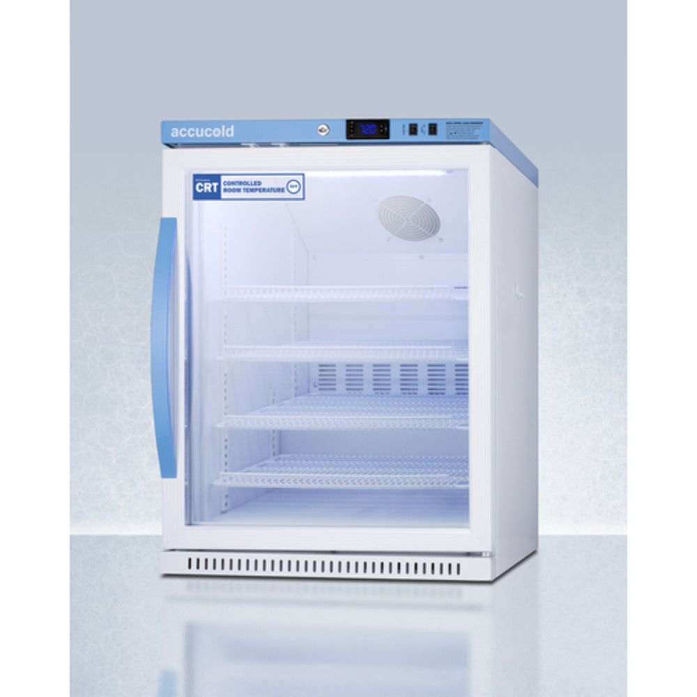 Summit Appliance Pharma-Vac Series 6 cu.ft. White Finish Glass Door Recessed Upright Controlled Room Temperature Cabinet
