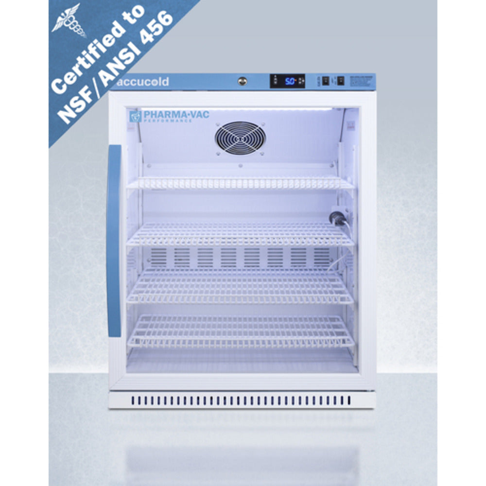 Summit Appliance Pharma-Vac Series 6 cu.ft. White Finish Glass Door Recessed Vaccine Refrigerator - NSF/ANSI 456