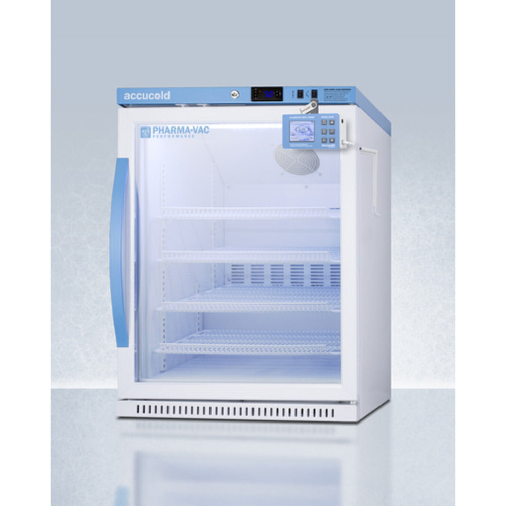 Summit Appliance Pharma-Vac Series 6 cu.ft. White Finish Glass Door Recessed Vaccine Refrigerator with Digital Data Logger