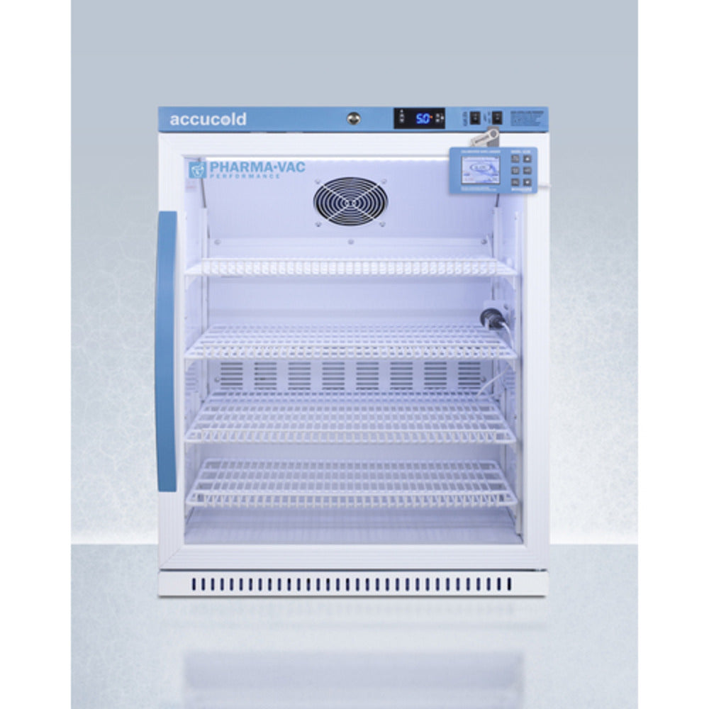 Summit Appliance Pharma-Vac Series 6 cu.ft. White Finish Glass Door Recessed Vaccine Refrigerator with Digital Data Logger