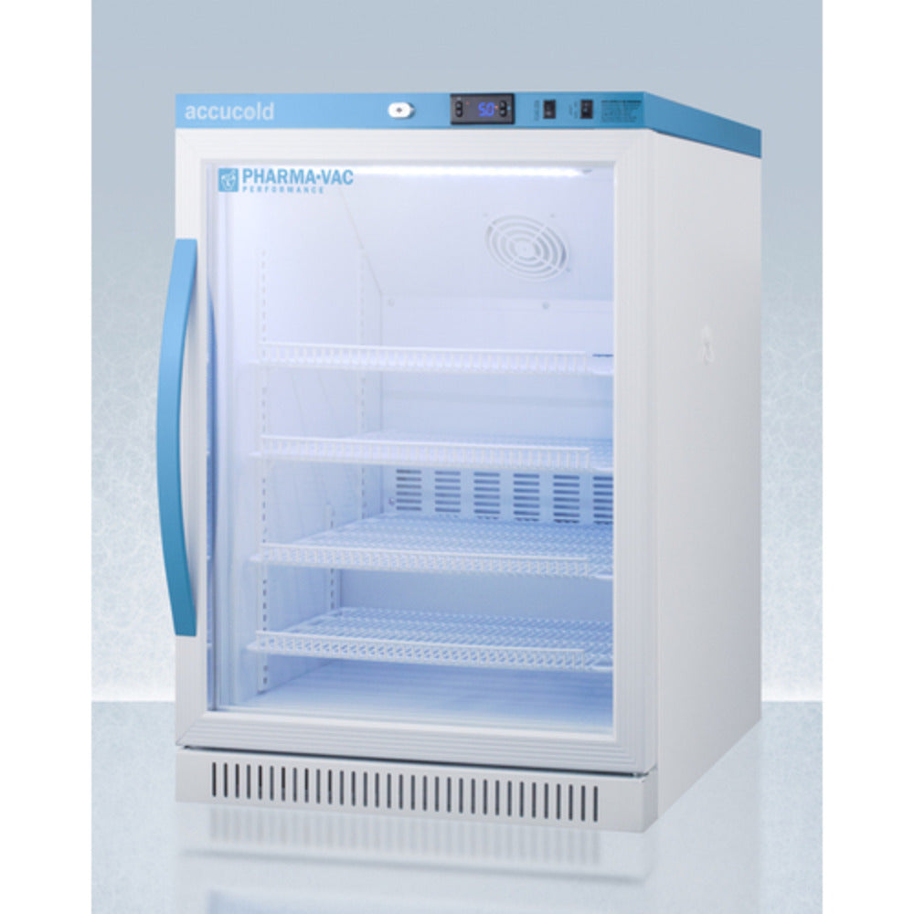 Summit Appliance Pharma-Vac Series 6 cu.ft. White Finish Glass Door Vaccine Refrigerator - NSF/ANSI 456