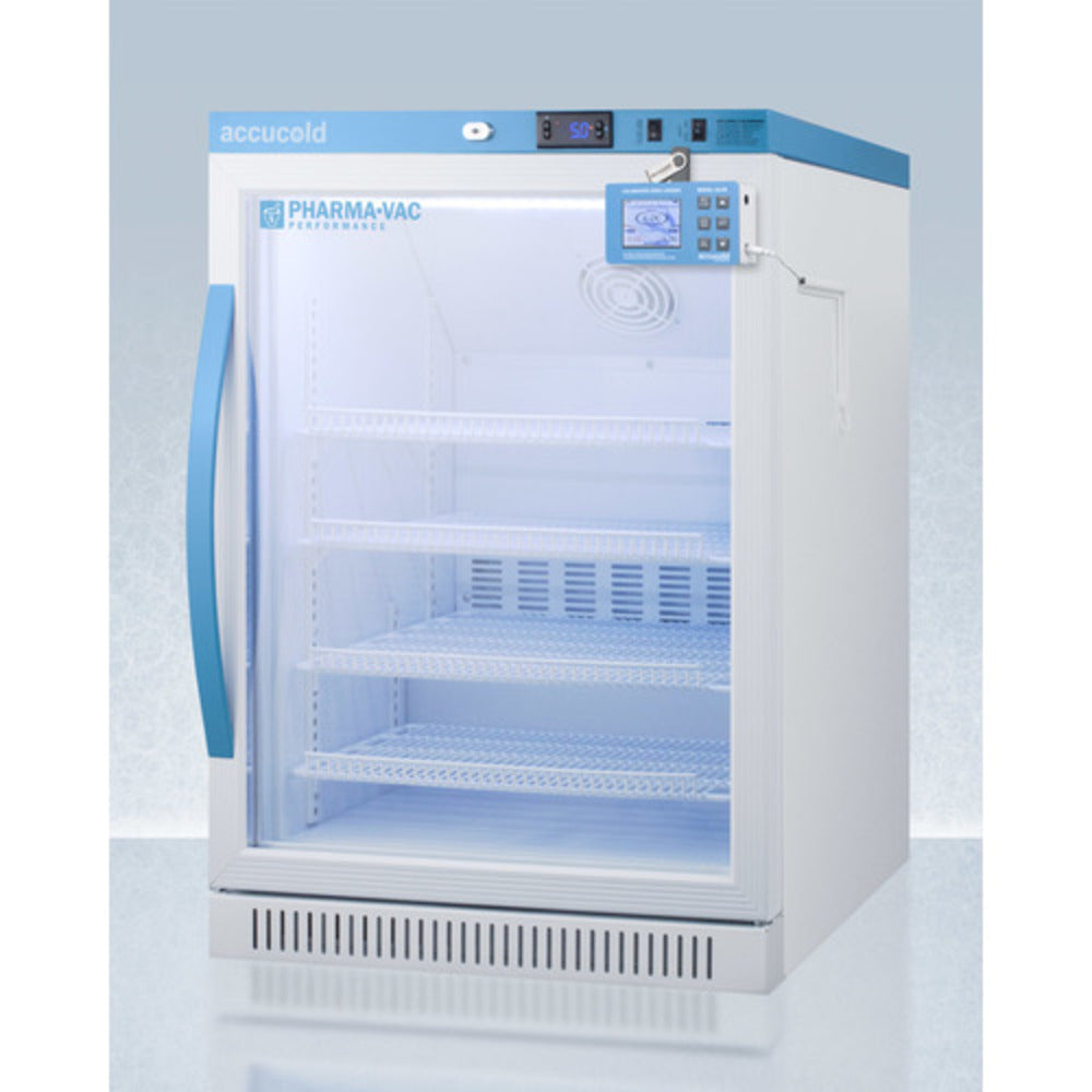 Summit Appliance Pharma-Vac Series 6 cu.ft. White Finish Glass Door Vaccine Refrigerator with Digital Data Logger