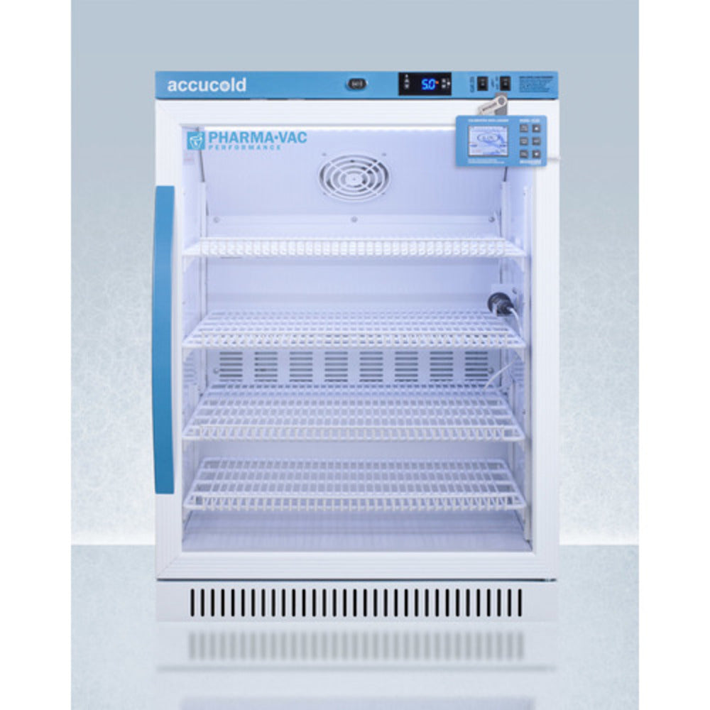 Summit Appliance Pharma-Vac Series 6 cu.ft. White Finish Glass Door Vaccine Refrigerator with Digital Data Logger