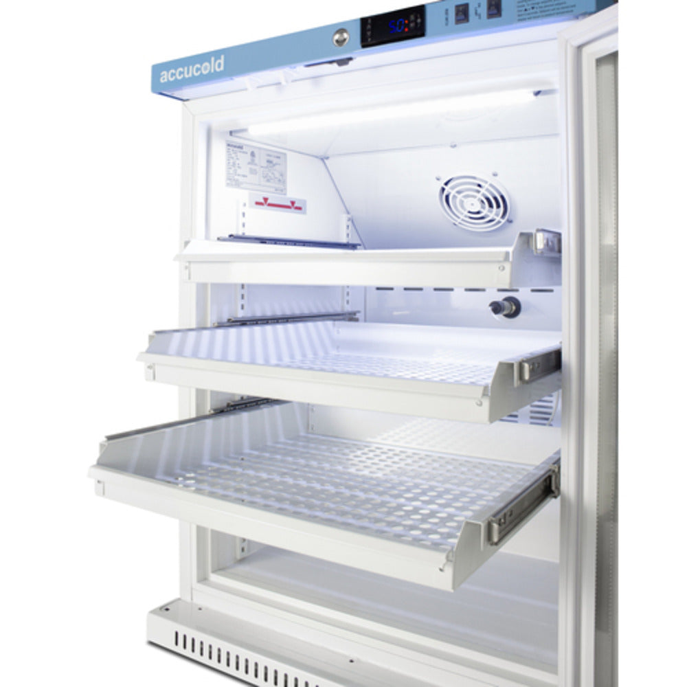 Summit Appliance Pharma-Vac Series 6 cu.ft. White Finish Glass Door Vaccine Refrigerator with Removable Drawers