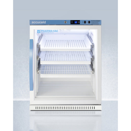 Summit Appliance Pharma-Vac Series 6 cu.ft. White Finish Glass Door Vaccine Refrigerator with Removable Drawers