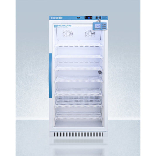 Summit Appliance Pharma-Vac Series 8 cu.ft. White Finish Glass Door Upright Vaccine Refrigerator with Digital Data Logger