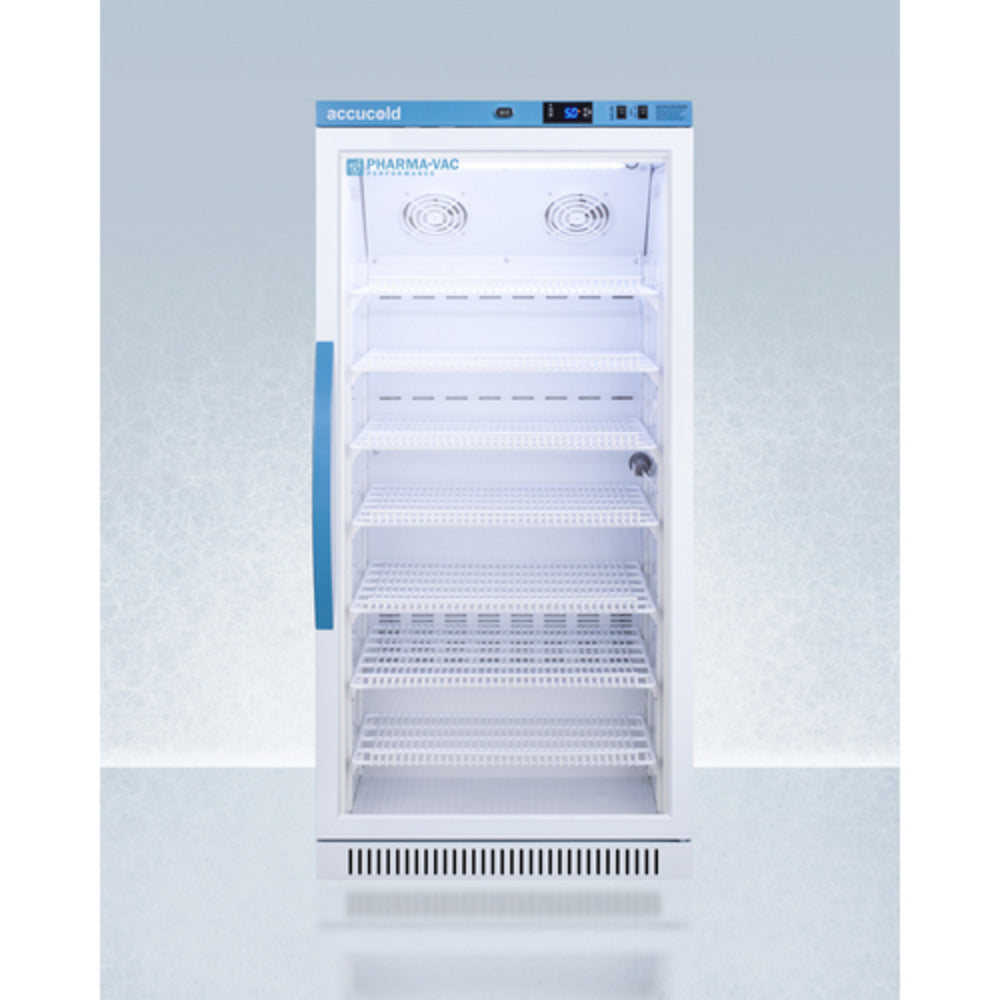 Summit Appliance Pharma-Vac Series 8 cu.ft. White Finish Glass Door Upright Vaccine Refrigerator