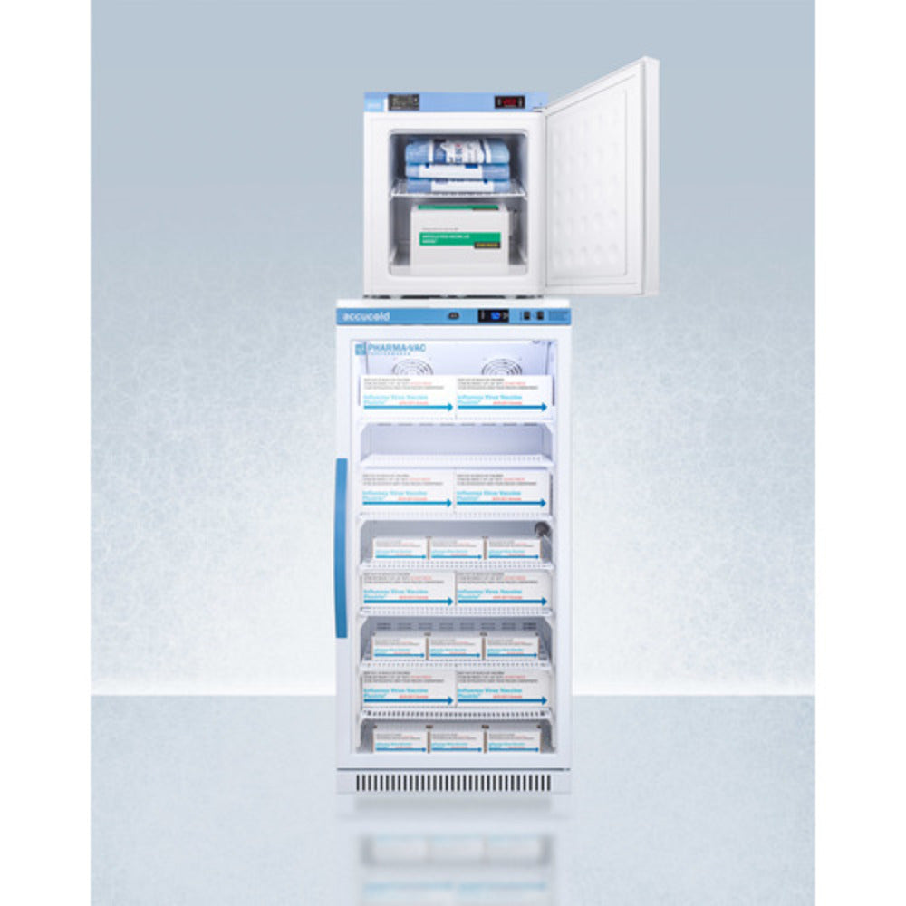 Summit Appliance Pharma-Vac Series 9 cu.ft. White Finish Glass Door All-Refrigerator and All-Freezer Combo
