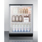 Summit Appliance SCR600 Series 24" Black Finish Beverage Center with Full-Length Towel Bar Handle