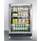 Summit Appliance SCR610 Series 24" Stainless Steel/Black Finish Built-In Mini Reach-In Beverage Center with Glass Door & Dolly