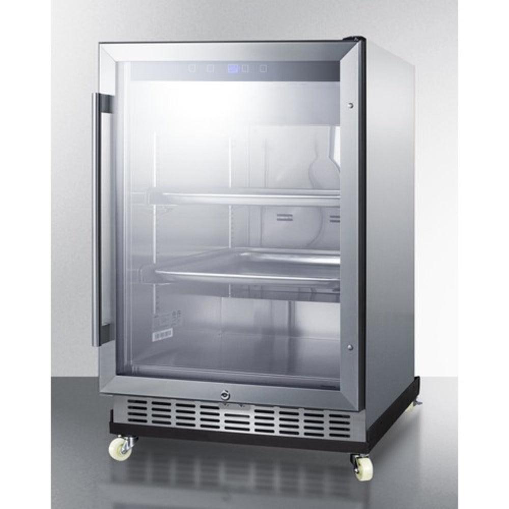 Summit Appliance SCR611 Series 24" Stainless Steel Outdoor Mini Reach-In Beverage Center with Dolly