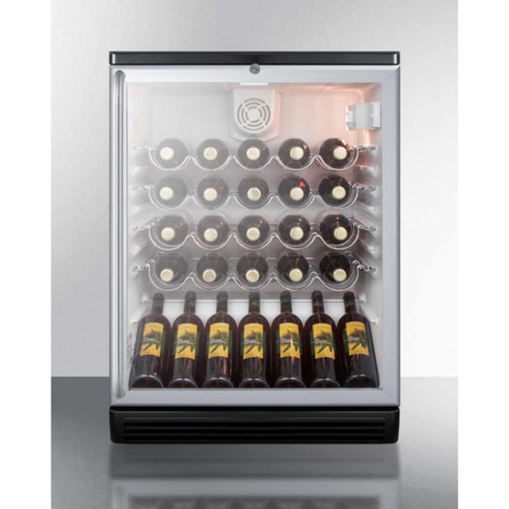 Summit Appliance SWC6G Series 24" 5 cu.ft. Black Finish Wine Cellar with Full-Length Towel Bar Handle