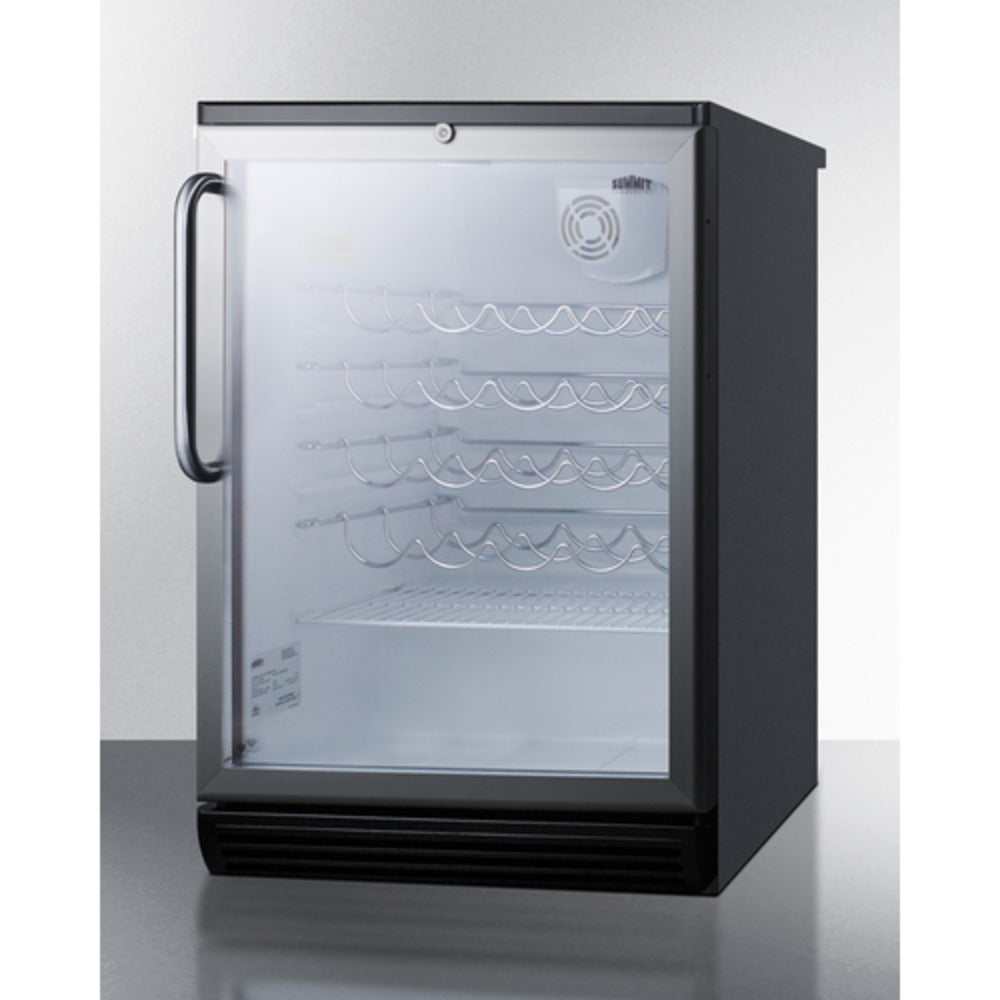 Summit Appliance SWC6G Series 24" 5 cu.ft. Black Finish Wine Cellar with Towel Bar Handle