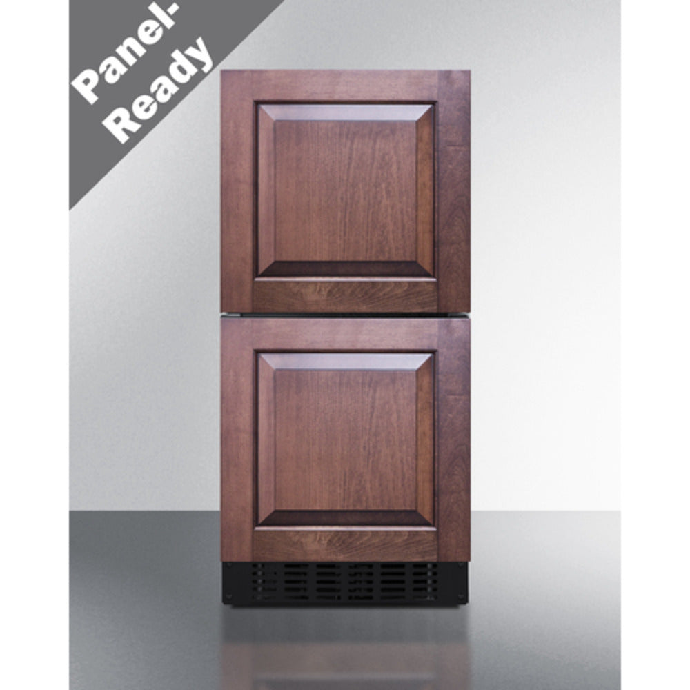Summit Appliance Shallow Depth Series 15" Panel-Ready/Stainless Steel 2-Drawer All-Refrigerator