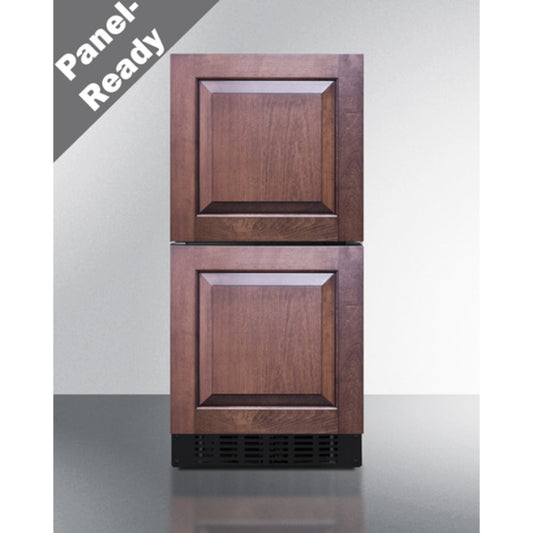 Summit Appliance Shallow Depth Series 15" Panel-Ready/Stainless Steel 2-Drawer All-Refrigerator