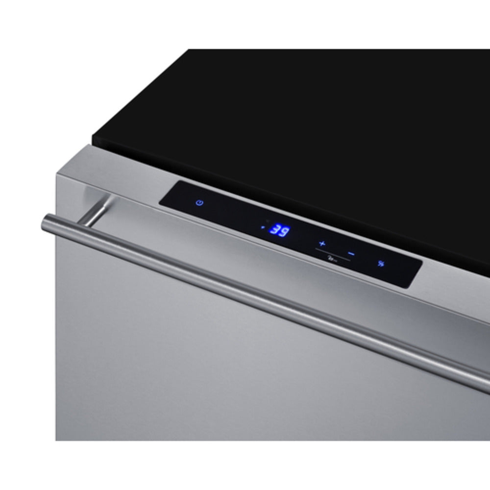 Summit Appliance Shallow Depth Series 15" Stainless Steel/Black Finish 2-Drawer All-Refrigerator